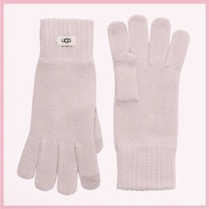 UGG Women's Pink ​Knit Tech Gloves Wool Blend Ribbed Cuffs NWT